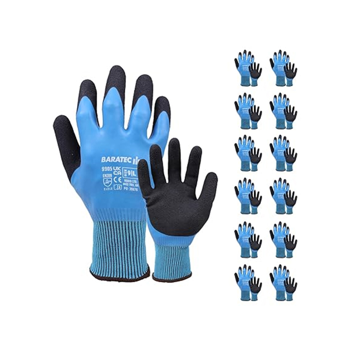 12 Pairs of Waterproof Latex Safety Gloves