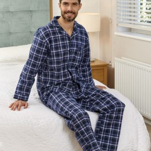 u-s-trading-champion-mens-cambridge-check-design-brushed-cotton-long-pyjama-set