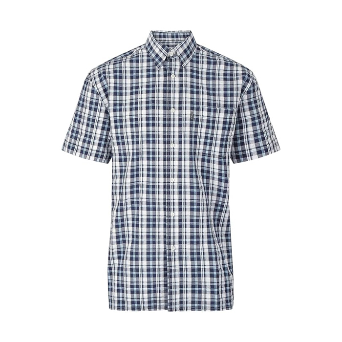 Champion Check Shirt Short Sleeve Chest Pocket Seersucker
